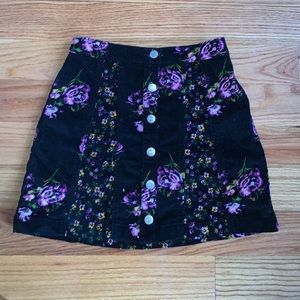 Urban Outfitters floral velvet skirt